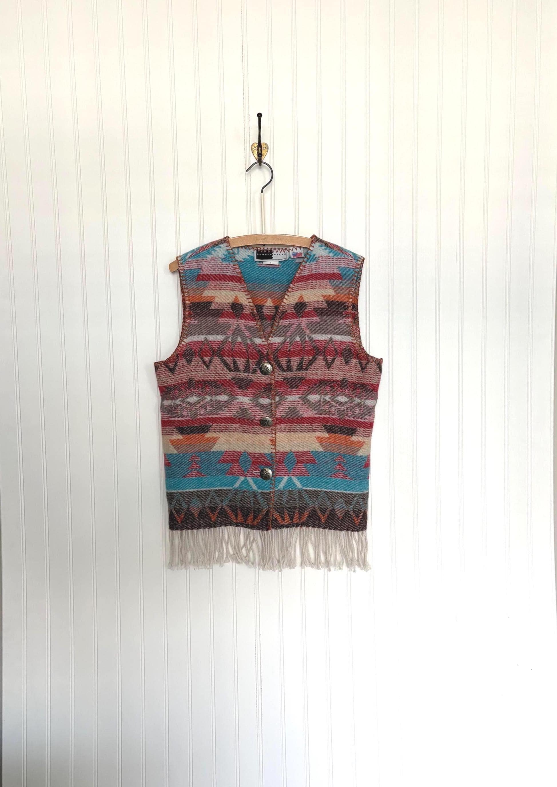 Gilet Femme Pendleton Vintage Laine - Motifs Aztèques Sud-Ouest - Taille M