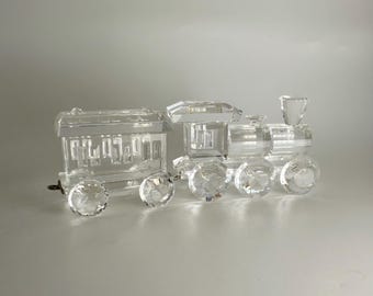 SWAROVSKI Train ６台セット Vintage Swarovski Crystal Train Set Figurines With Oval Mirror
