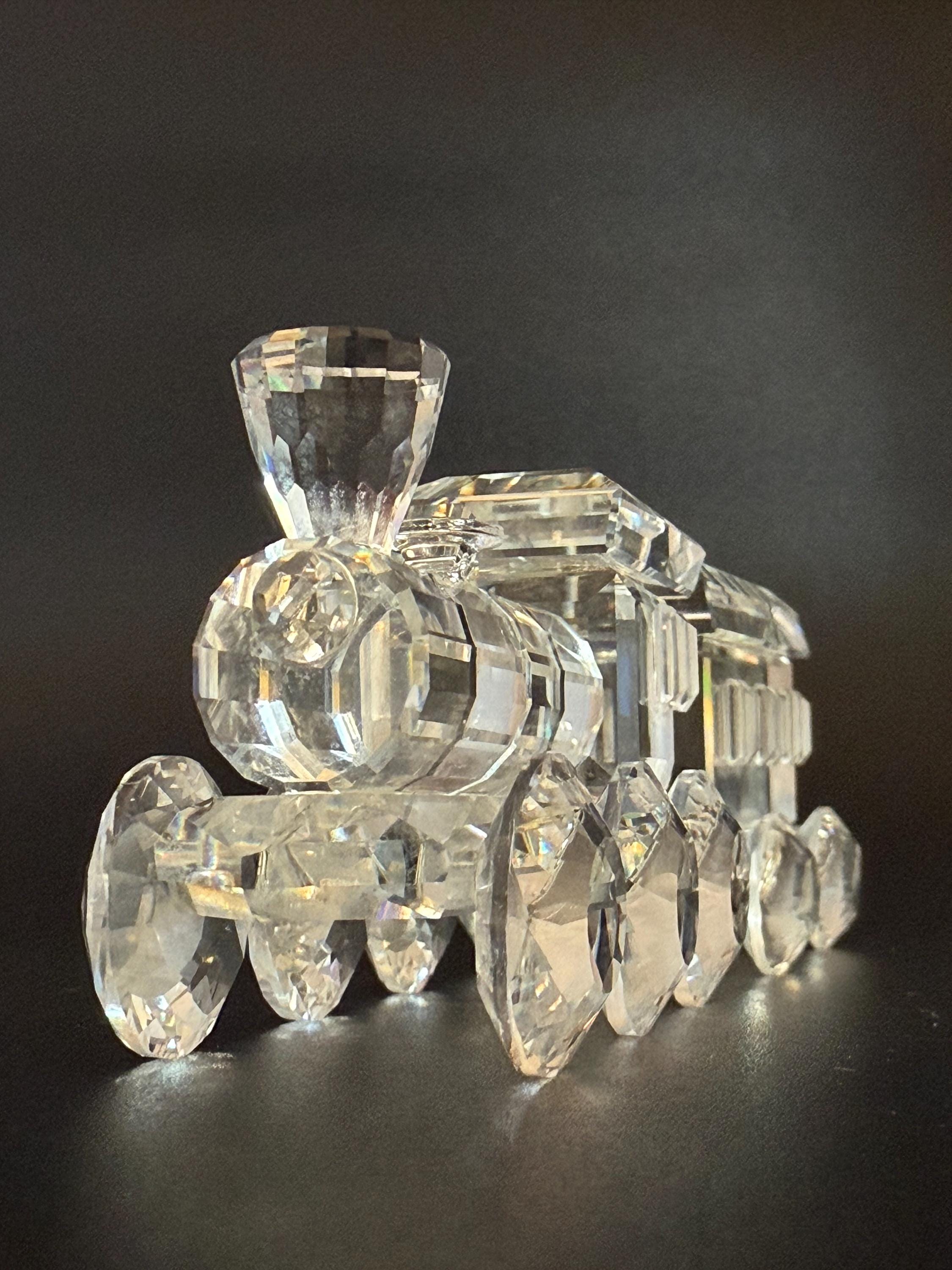 Swarovski　クリスタルガラス「列車」 Vintage Swarovski Crystal Train Set Figurines With Oval Mirror