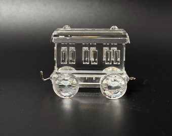 Vintage Swarovski Crystal Train Set Figurines With Oval Mirror
