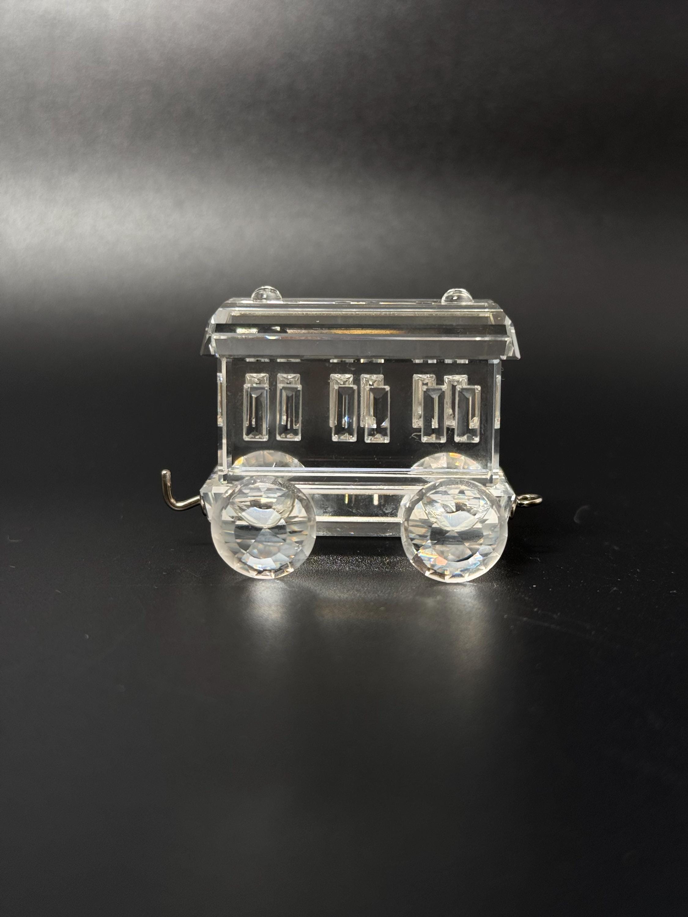 Vintage Swarovski Crystal Train Set Figurines With Oval Mirror