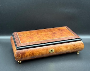 Vintage Schmid Bros Wood Rotating Music Box Danny Boy German