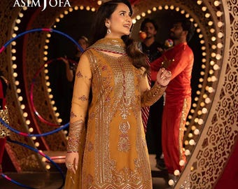 Pakistani Salwar Kameez | Indian Wedding Dress | Indian Salwar Kameez for Women | Asim Jofa Designer Salwar Suit | Custom Size