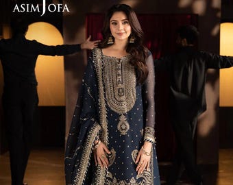 Pakistani Salwar Kameez | Indian Wedding Dress | Indian Salwar Kameez for Women | Asim Jofa Designer Salwar Suit | Custom Size