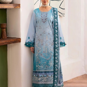 Pakistani Lawn Suits For Women | Indian Lawn Suit | Lawn Shalwar Kameez for Women | Ramsha Designer Lawn Suit | Custom Size