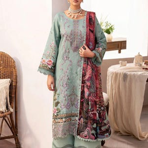 Pakistani Lawn Suits For Women | Indian Lawn Suit | Lawn Shalwar Kameez for Women | Ramsha Designer Lawn Suit | Custom Size