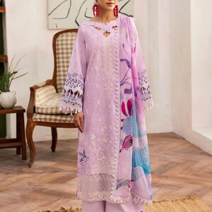 Pakistani Lawn Suits For Women | Indian Lawn Suit | Lawn Shalwar Kameez for Women | Ramsha Designer Lawn Suit | Custom Size
