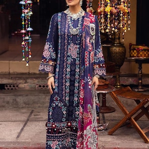 Pakistani Lawn Suits For Women | Indian Lawn Suit | Lawn Shalwar Kameez for Women | Ramsha Designer Lawn Suit | Custom Size