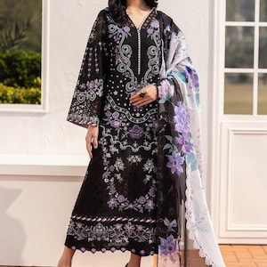 Pakistani Lawn Suits For Women | Indian Lawn Suit | Lawn Shalwar Kameez for Women | Baroque Designer Lawn Suit | Custom Size