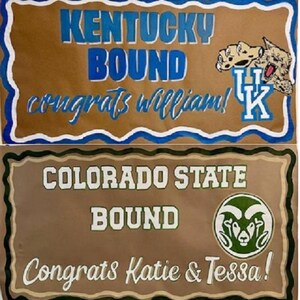 Personalized College Bound Celebration Banner: Hand-Painted Graduation Party Decor