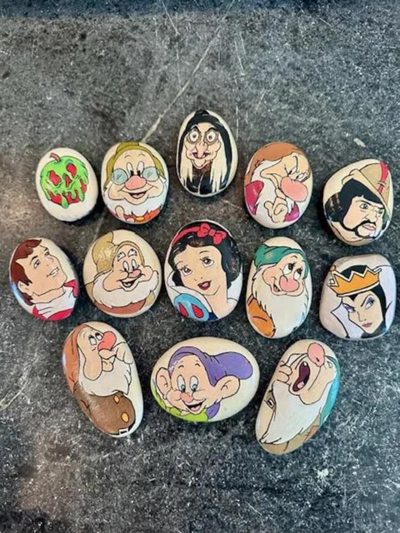 Hand-painted Disney Character Garden Rocks – Custom Decor - Etsy
