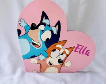 Hand Painted Personalized Bluey Themed Plaque/Sign Gift