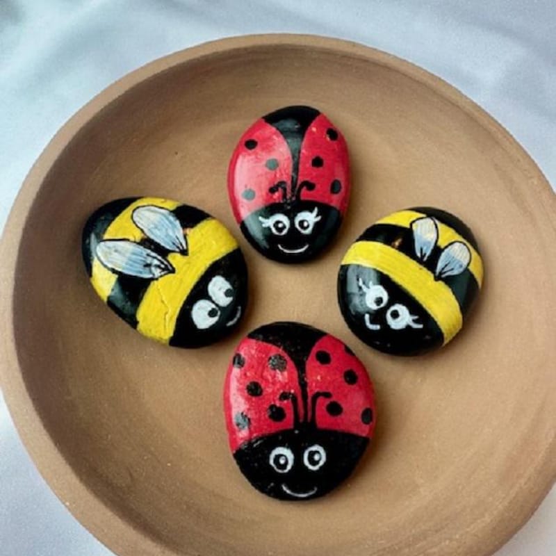 Painted Bug Rocks Ladybug Painted Rocks - Etsy