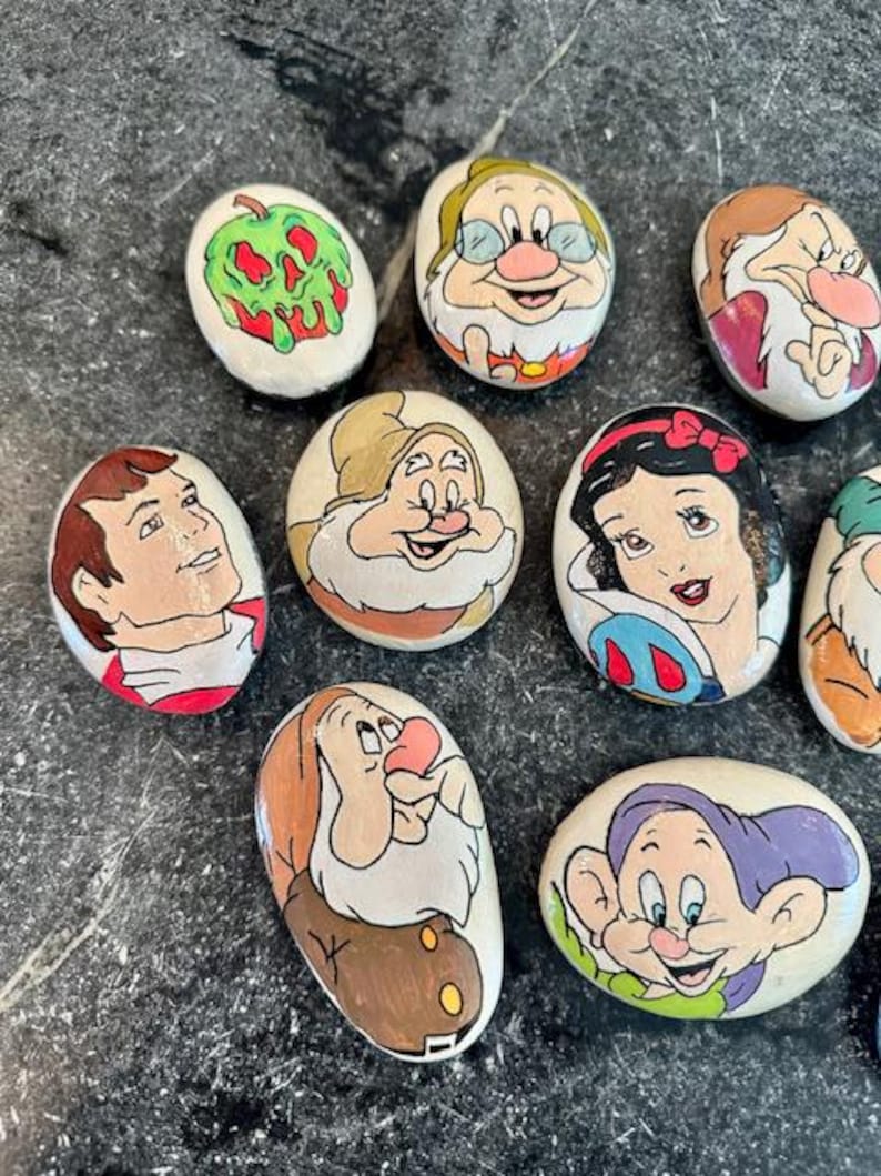 Hand-painted Disney Character Garden Rocks – Custom Decor - Etsy