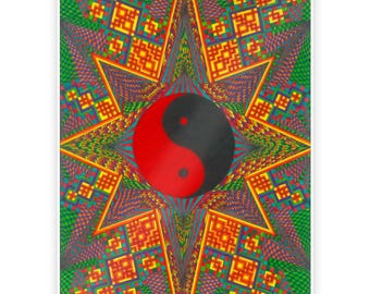 Yin Yang Art Print: Psychedelic Buddhist Illustration