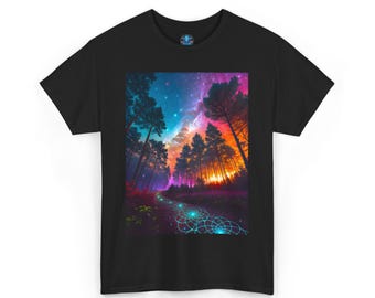 Art Print T-Shirt | Fantasy | Forest | Mushrooms | Space | Galaxies | Nebulas | Sacred Geometry | Colorful | Trippy | Trail