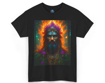 Art Print T-Shirt | Northman | Forest | Mushrooms | Beads | Crown | Fire