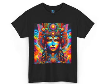 Art Print T-Shirt | Goddess | Tribal | Medicine Woman | Feathers | Beads | Necklace | Colorful