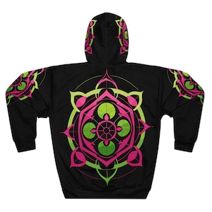 Graphic Pull Over Hoodie | Mandala | Sacred Geometry | Vector | Trippy | Colorful