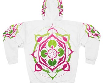 Graphic Pull Over Hoodie | Mandala | Sacred Geometry | Vector | Trippy | Colorful