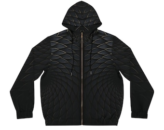 Dragon Scale Full Zip Hoodie | Spiritual Graphic Hoodie | Warrior Alchemy Design | Festival Streetwear Jacket