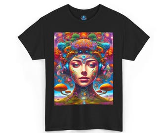 Art  Print T-Shirt | Fantasy | Mushrooms | Flowers | Music | Spiritual | Goddess | Divine Feminine | Nature | Landscape