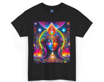 Art Print T-Shirt  | Elf | Deity | Space | Magical landscape | Planets | Galaxies | Trippy | Colorful | Jewels