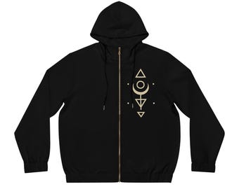 Sigil Full Zip Hoodie | Minimalist Alchemy Symbol | Spiritual Magic Streetwear | Occult Graphic Jacket