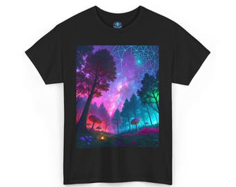 Art Print T-Shirt | Fantasy | Forest | Mushrooms | Space | Galaxies | Nebulas | Sacred Geometry | Colorful | Trippy | Trail