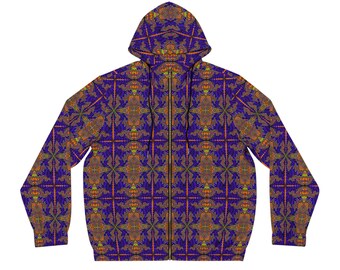 Visionary Art Full Zip Hoodie | Geometric Symmetry Design | Sacred Geometry Festival Jacket | Psychedelic Streetwear