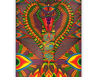 Naga Art Print: Kundalini Awakening, Visionary Psychedelic Illustration