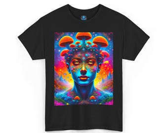 Art Print T-Shirt | Medicine Man | Mushrooms | Space | Aliens | Planets | Nebulas | Colorful | Trippy
