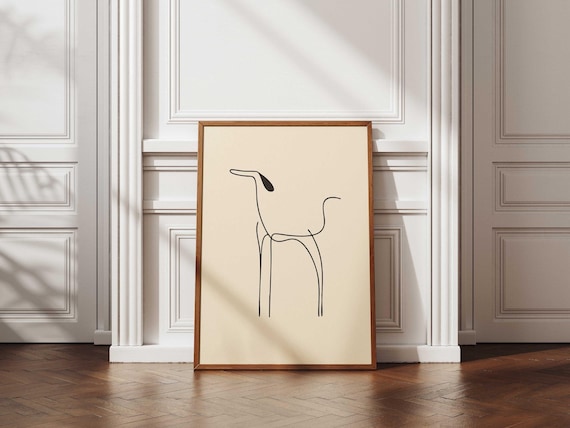 Windhund Poster Abstrakt Hund Poster Acryl Kunst Minimalistisch Haustier, Bauhaus Hunde, Deko Tiere Illustration Design Artwork, Haustiere