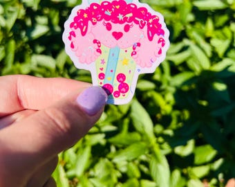 Holographic Poodle Pup Cup Boba Sticker