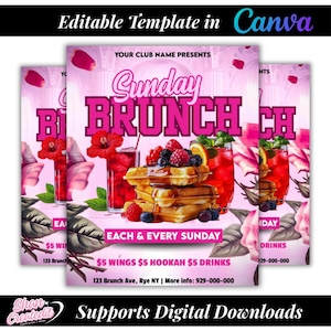 Sunday Brunch Flyer Template: Modern Event Invitation (Digital Download Canva Template)