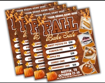 Fall Bake Flyer Template, Editable Canva Design (Digital Download)
