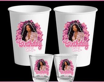 Birthday Party Cup Sticker Template: Editable Drink Labels (Digital Download)
