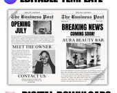 Editable Business Newspaper Template: Grand Opening, Photoshoot (Digital Download)