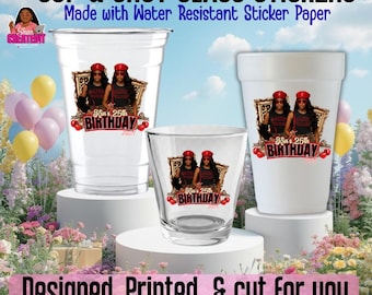 Personalized Water Resistant Cup Stickers: Party Event Decor
