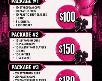 Custom Party Bucket Package | Personalized Cups, Shot Glasses, Fans, Lighters, Ice Bucket Bundle