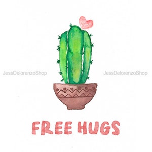 Download digital grátis Abraços Cactus Dia dos Namorados para impressão