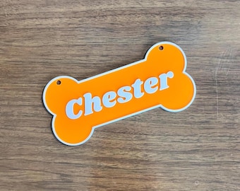 Custom 3D Printed Dog Bone Crate Sign, Personalized Pet Nameplate, Kennel Decor