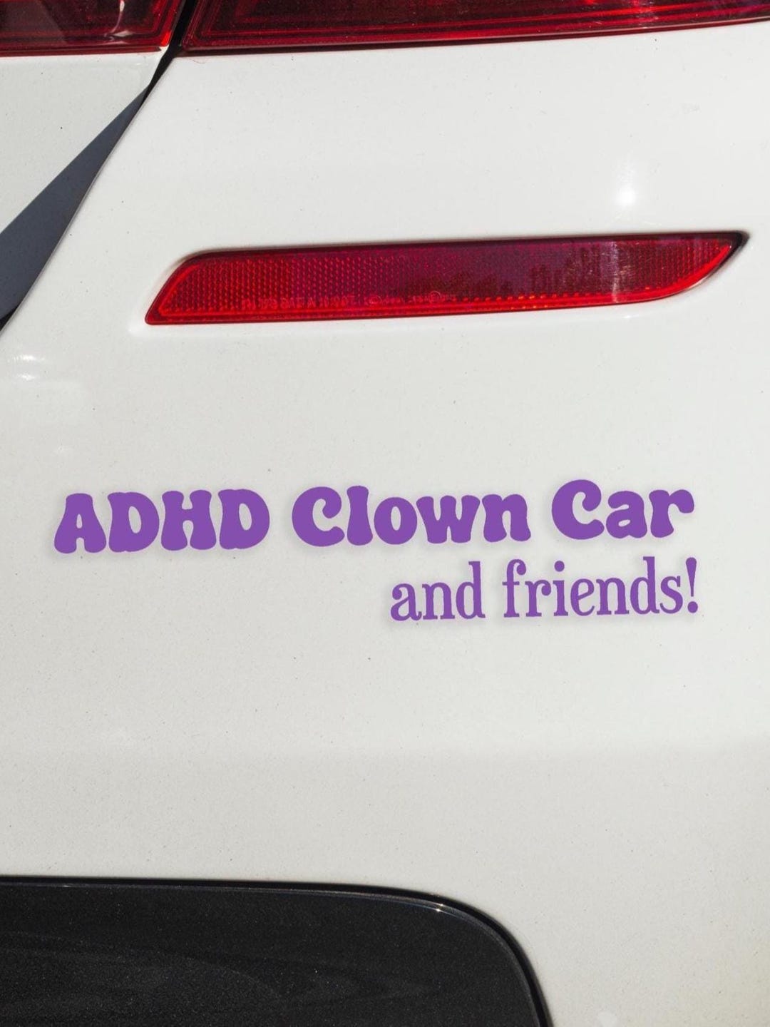 ADHD Clown Car Vinyl Decal, Funny Auto Sticker, Quirky Car Decoration ...