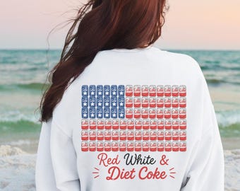 Red White & Diet Coke PNG, Patriotic Diet Coke Flag png, 4th of July Soda Lover Sublimation Design, USA Summer Graphic PNG Download