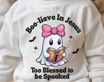 Christlicher Halloween-Geist PNG: "Clipart ""Boo-lieve in Jesus""."