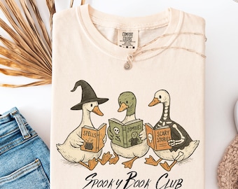 Spooky Book Club PNG | Halloween Teacher Gift | Fall Bookish clipart | Librarian Halloween gift| Ghost Book Lover| Spooky goose club