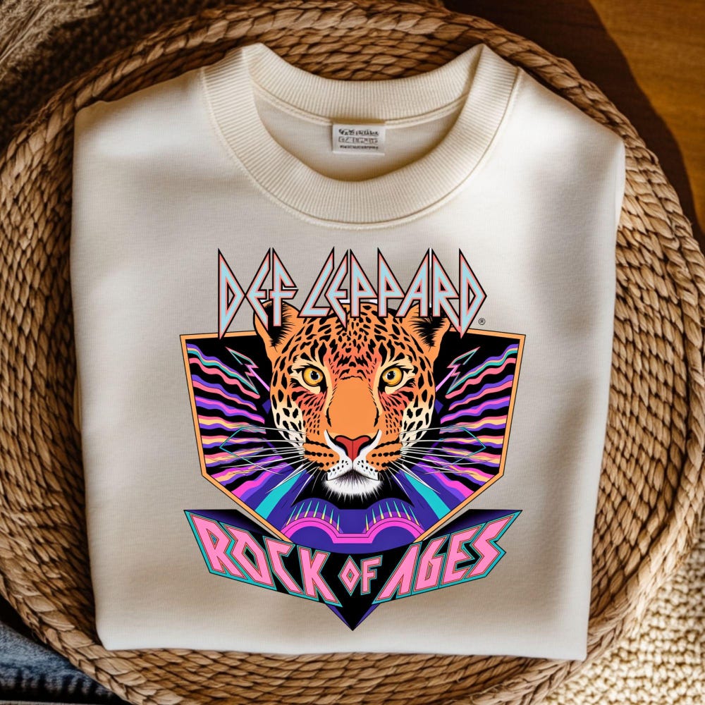 Def Leppard Rock Of Ages Png | Vintage Music Band Shirt Design | Retro Rock Band Digital Download | 80S Rock Tour Merch | Leopard Rock Png