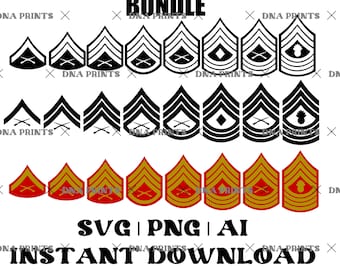 USMC 海兵隊階級章シェブロン、全色、デジタルベクター SVG、png、dxf