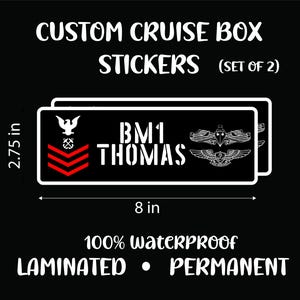Custom US Navy Cruise Box Stickers Decals, set of 2