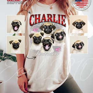 Comfort Colors© Custom Bootleg Pet Shirt, Pet Photo Name Shirt, Dog Remembrance Gift, Custom Shirt Cat Shirt 90&#39;s Tee